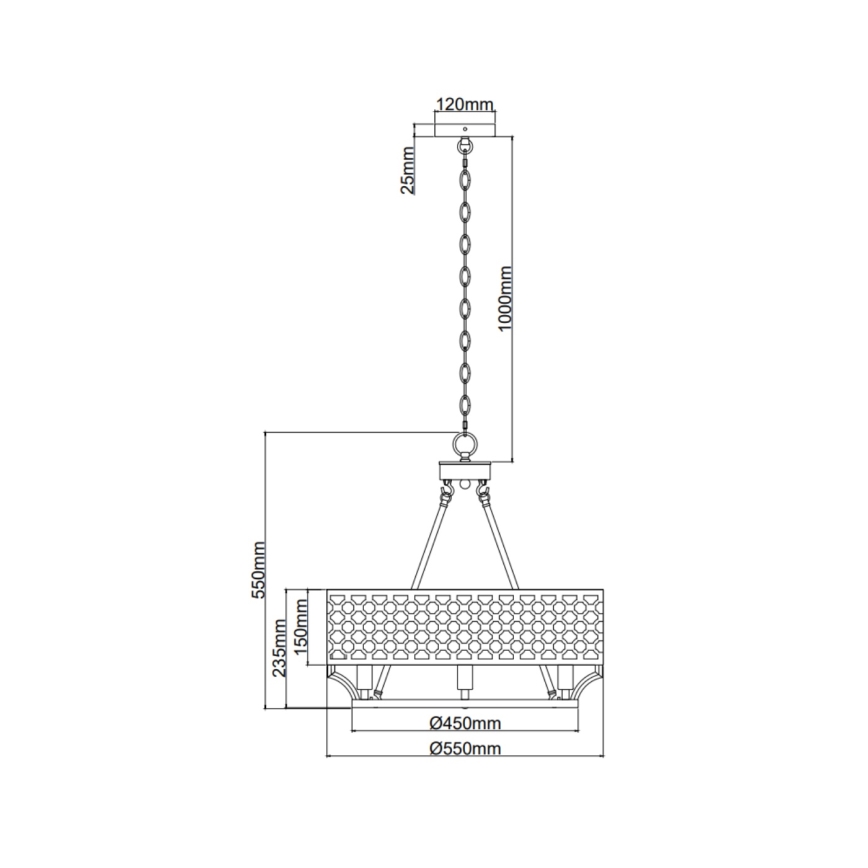 Open Design OR84382 - Kronleuchter an Kette VERNO 6xE14/12W/230V, Ø 55 cm, Messing