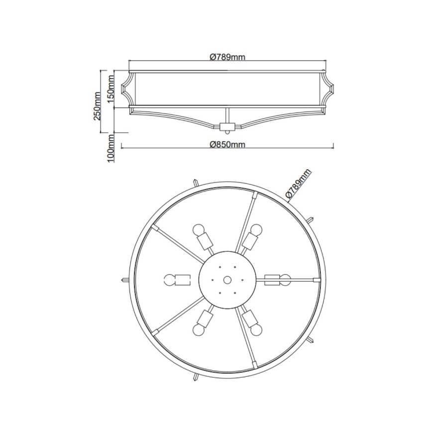 Open Design OR84429 - Deckenleuchte STESSO 6×E27/12W/230V, Ø 85 cm, glänzender Chrom/weiß