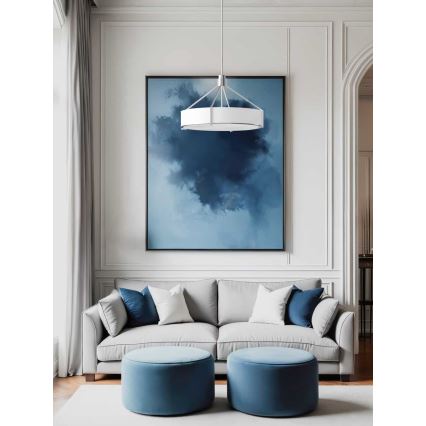 Open Design OR85624 - Pendelleuchte mit Stange DORETTO 4xE27/15W/230V Ø 50 cm mattchrom/weiß