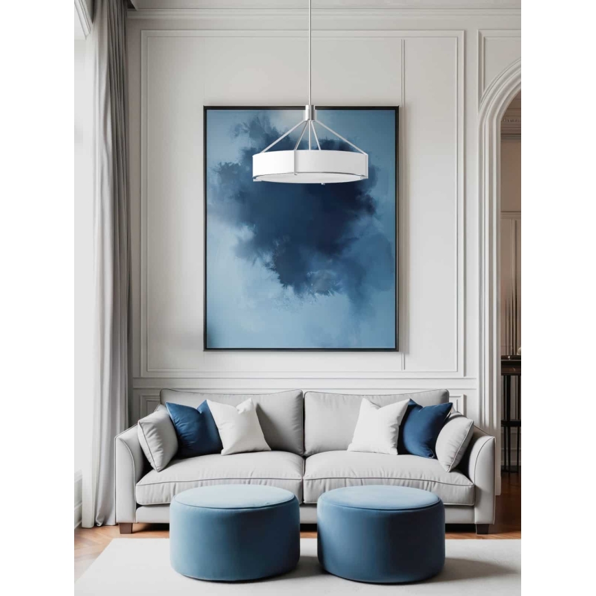 Open Design OR85624 - Pendelleuchte mit Stange DORETTO 4xE27/15W/230V Ø 50 cm mattchrom/weiß