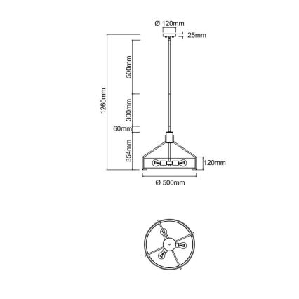 Open Design OR85624 - Pendelleuchte mit Stange DORETTO 4xE27/15W/230V Ø 50 cm mattchrom/weiß