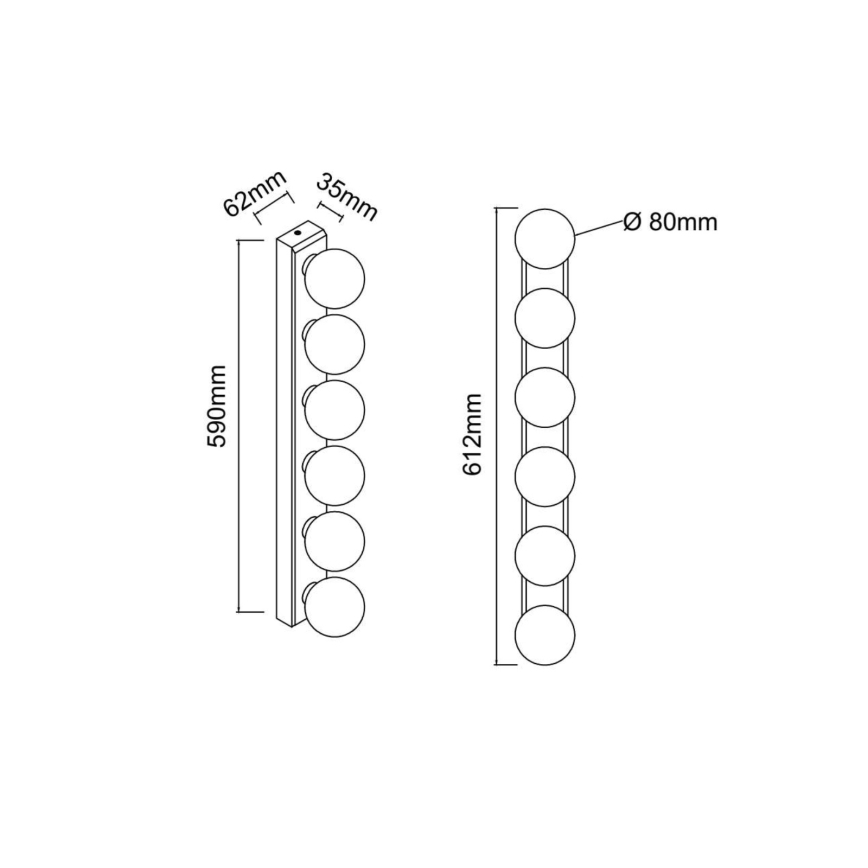 Open Design OR85693 - Badezimmer-Wandleuchte MERINO 6xG9/8W/230V 61 cm IP44 glänzender Chrom