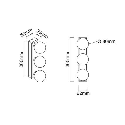 Open Design OR85709 - Badezimmer-Wandleuchte MERINO 3xG9/8W/230V, 30 cm, IP44, glänzender Chrom