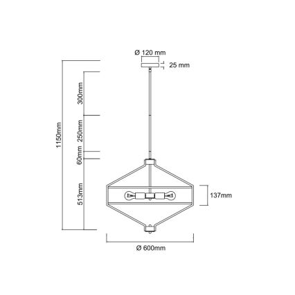 Open Design OR85822 - Pendelleuchte ZUNDO an Stange 4xE27/15W/230V mattchrom/weiß