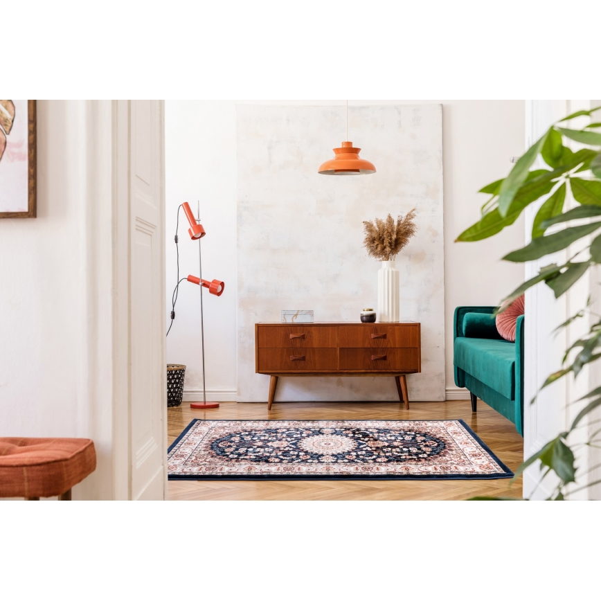 Orientalischer Teppich DUBAI 80x150 cm 2300 g/m² dunkelblau