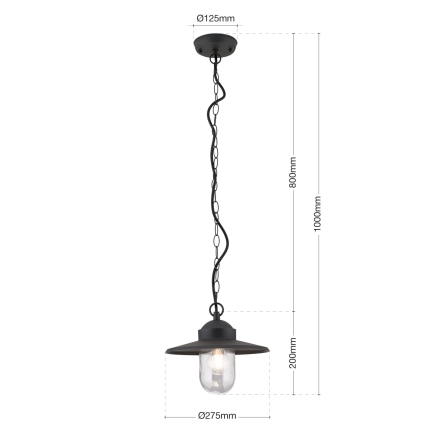 Outdoor-Pendelleuchte EDWARD 1xE27/60W/230V IP44 schwarz