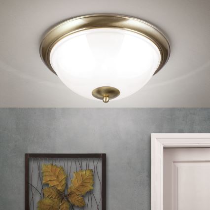 Deckenleuchte AUSTRIAN OLD LAMP 3xE27/60W/230V d 50 cm bronzen/weiß