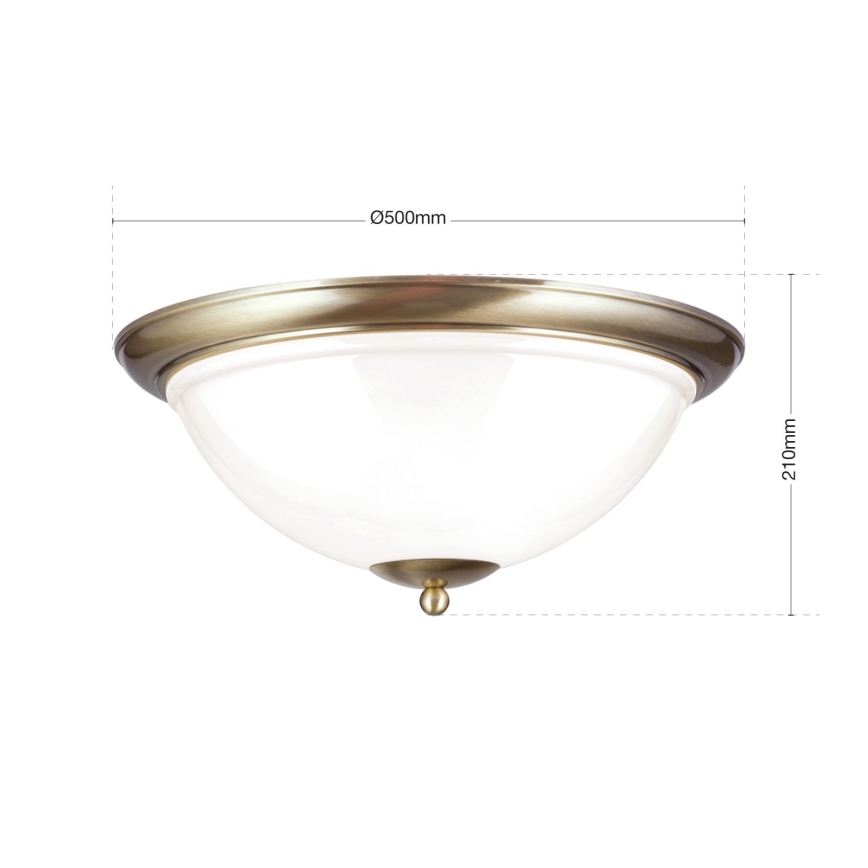 Deckenleuchte AUSTRIAN OLD LAMP 3xE27/60W/230V d 50 cm bronzen/weiß