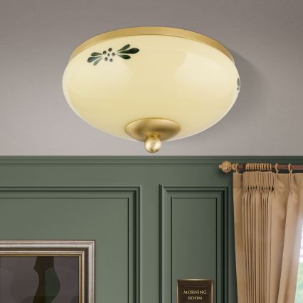 Deckenleuchte LANDHAUS 1xE27/60W/230V d 21 cm Messing/beige