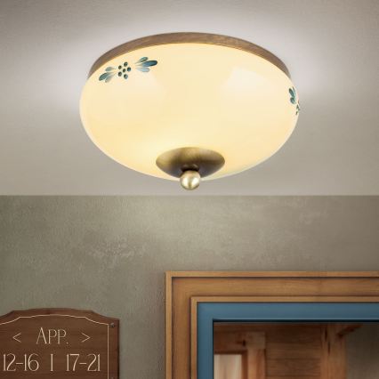 Deckenleuchte LANDHAUS 1xE27/60W/230V Ø 21 cm Bronze/Beige/Blau