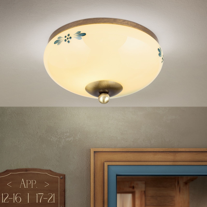 Deckenleuchte LANDHAUS 1xE27/60W/230V Ø 21 cm Bronze/Beige/Blau