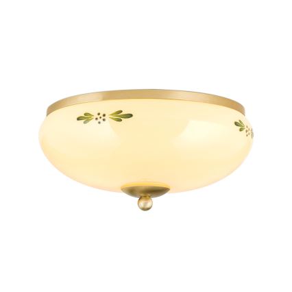 Deckenleuchte LANDHAUS 2xE27/60W/230V d 28 cm Messing/beige