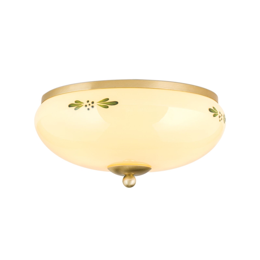 Deckenleuchte LANDHAUS 2xE27/60W/230V d 28 cm Messing/beige