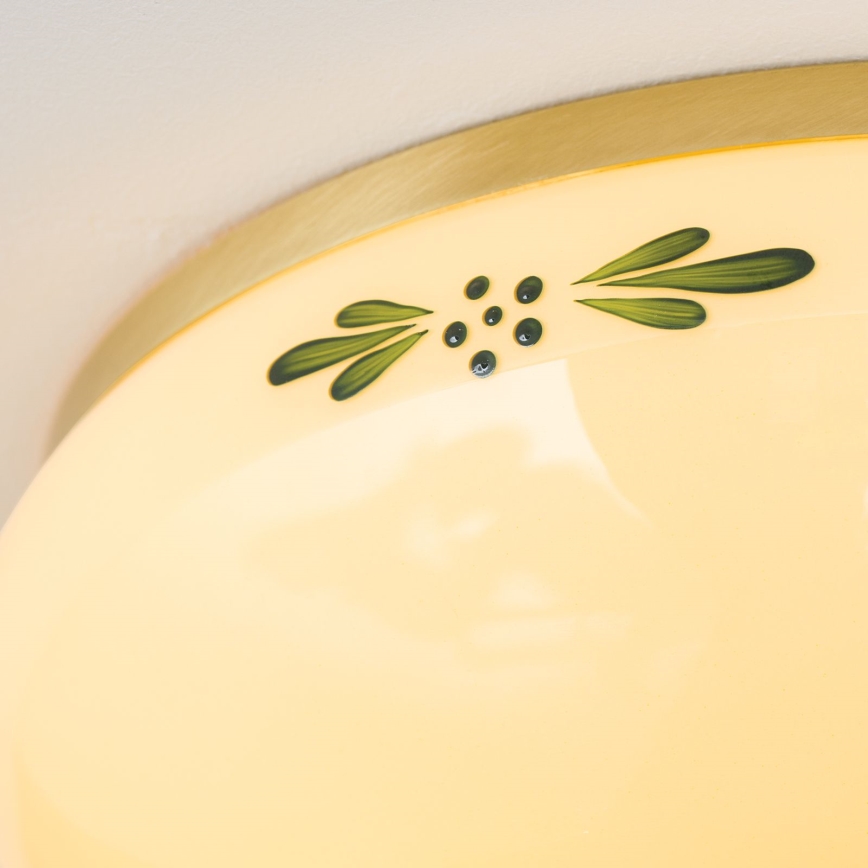 Deckenleuchte LANDHAUS 2xE27/60W/230V d 28 cm Messing/beige