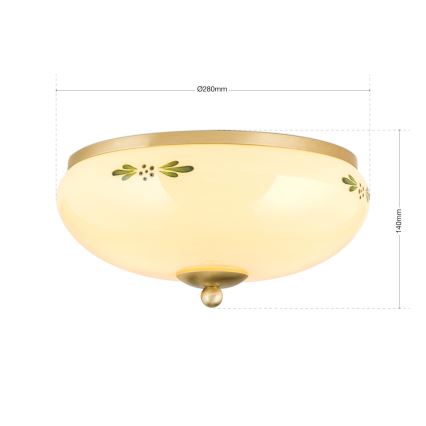 Deckenleuchte LANDHAUS 2xE27/60W/230V d 28 cm Messing/beige