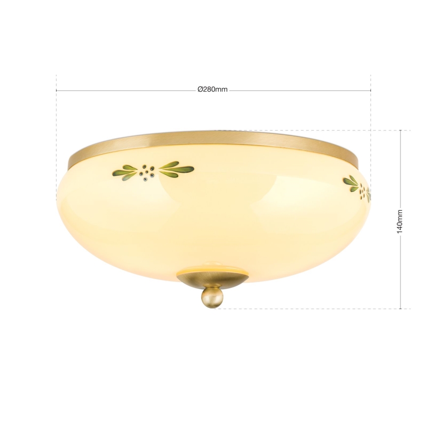 Deckenleuchte LANDHAUS 2xE27/60W/230V d 28 cm Messing/beige