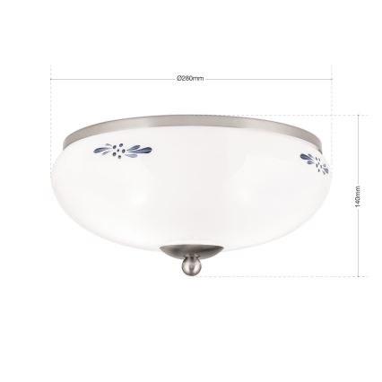 Deckenleuchte LANDHAUS 2xE27/60W/230V d 28 cm matt Chrom/weiß