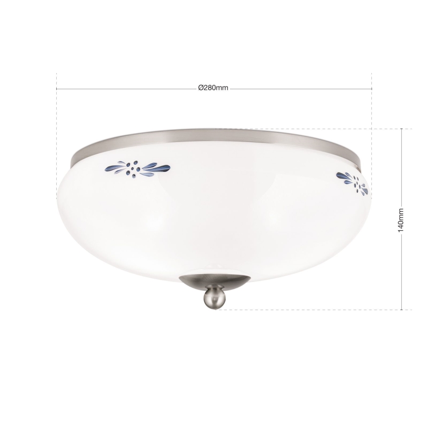 Deckenleuchte LANDHAUS 2xE27/60W/230V d 28 cm matt Chrom/weiß