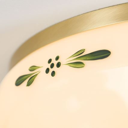 Deckenleuchte LANDHAUS 3xE27/60W/230V d 35 cm Messing/beige