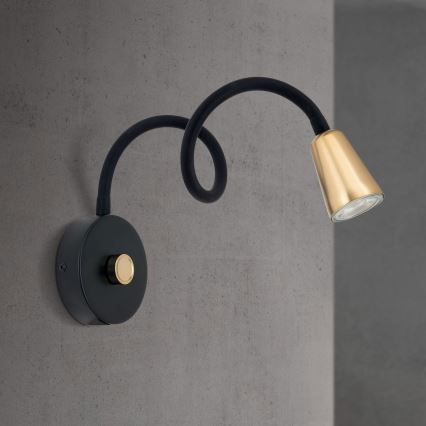 Dimmbar flexibel verstellbare Wandleuchte DOTTY 1xGU10/10W/230V schwarz/Messing