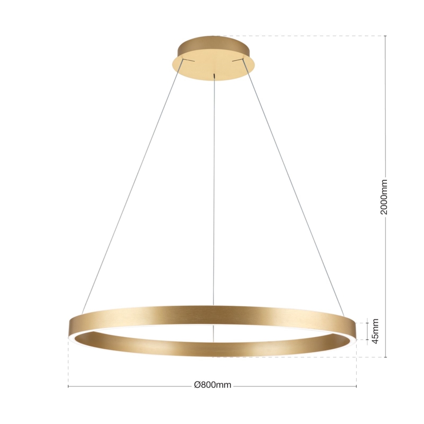 dimmbare LED-Hängeleuchte an Kabel KOLK LED/80W/230V 2700/3000/4000K Ø 80 cm goldfarben