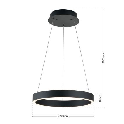 LED-dimmbare Pendelleuchte an Kabel KOLK LED/40W/230V 2700/3000/4000K Ø 40 cm schwarz