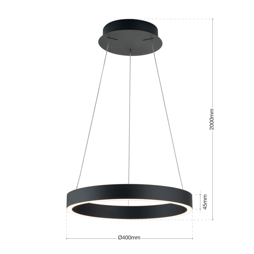 LED-dimmbare Pendelleuchte an Kabel KOLK LED/40W/230V 2700/3000/4000K Ø 40 cm schwarz