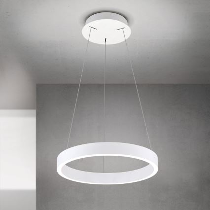 KOLK LED-dimmbare Pendelleuchte an Kabel, LED/40W/230V, 2700/3000/4000K, Ø 40 cm, weiß