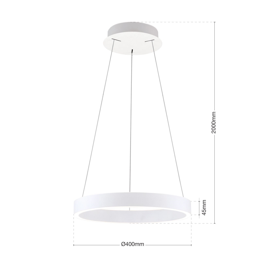 KOLK LED-dimmbare Pendelleuchte an Kabel, LED/40W/230V, 2700/3000/4000K, Ø 40 cm, weiß
