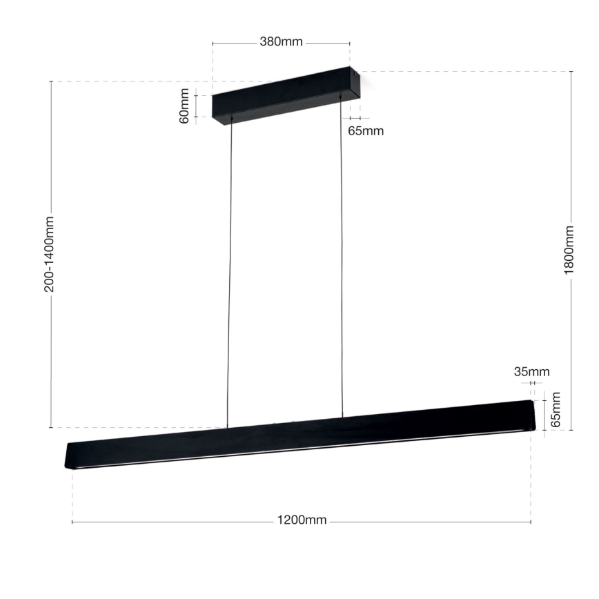LED dimmbare Hängeleuchte an Seil TARA LED/44W/230V 2700/3800/4500/5700K schwarz