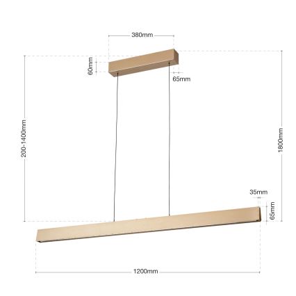 LED dimmbare Hängeleuchte an Seil TARA LED/44W/230V 2700/3800/4500/5700K gold