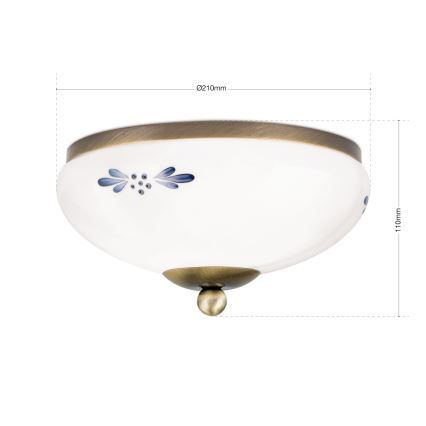 Deckenleuchte LANDHAUS 1xE27/60W/230V Ø 21 cm bronze/weiß/blau