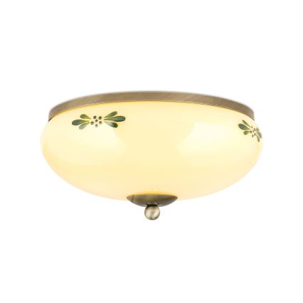 Deckenleuchte LANDHAUS 2xE27/60W/230V Ø 28 cm bronze/beige/grün