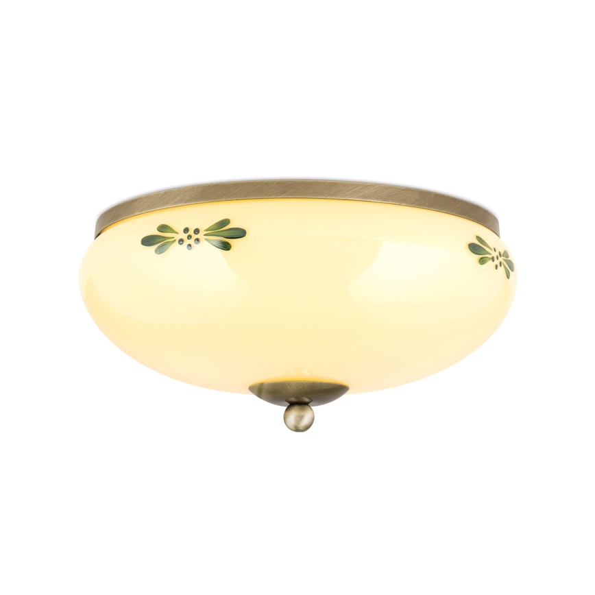 Deckenleuchte LANDHAUS 2xE27/60W/230V Ø 28 cm bronze/beige/grün