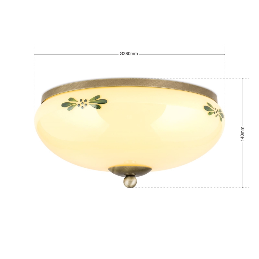 Deckenleuchte LANDHAUS 2xE27/60W/230V Ø 28 cm bronze/beige/grün