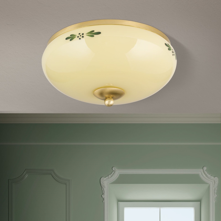 Deckenleuchte LANDHAUS 2xE27/60W/230V d 28 cm bronzen/beige