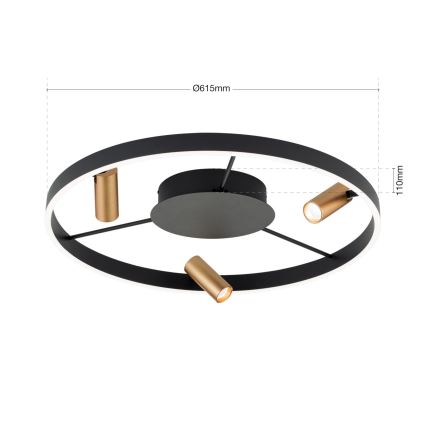 Dimmbare LED-Deckenleuchte BERLIN LED/50W/230V schwarz/golden