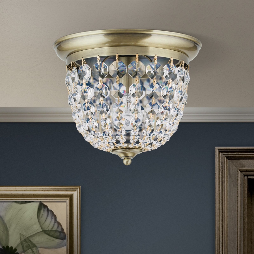 Kristall-Deckenleuchte PLAFOND 1xE27/40W/230V d 26 cm bronzen