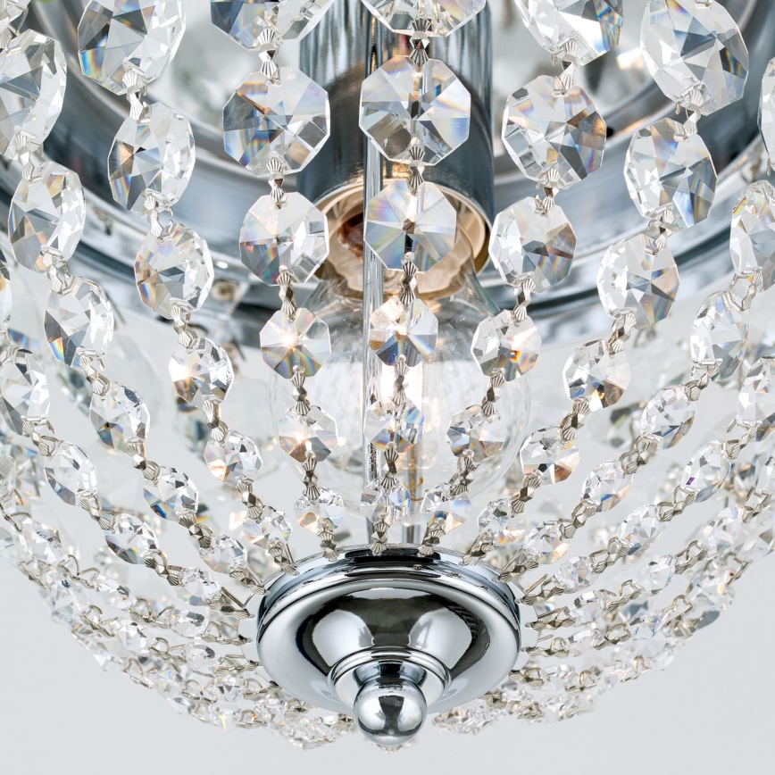 Kristall-Deckenleuchte PLAFOND 1xE27/40W/230V d 26 cm glänzendes Chrom