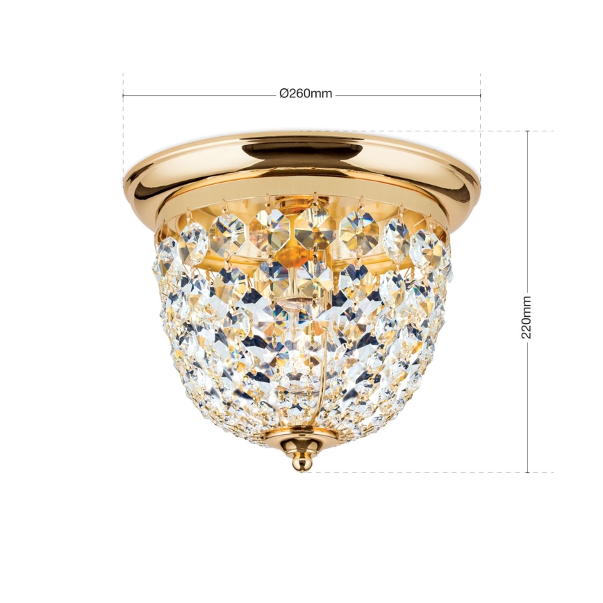 Kristall-Deckenleuchte PLAFOND 1xE27/40W/230V d 26 cm golden