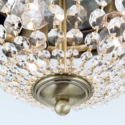 Kristall-Deckenleuchte PLAFOND 3xE27/40W/230V d 35 cm bronzen