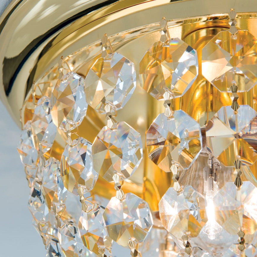 Kristall-Deckenleuchte PLAFOND 3xE27/40W/230V d 35 cm golden