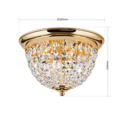 Kristall-Deckenleuchte PLAFOND 3xE27/40W/230V d 35 cm golden