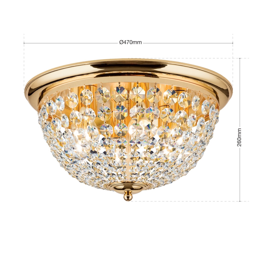 Kristall-Deckenleuchte PLAFOND 6xE27/40W/230V d 47 cm golden