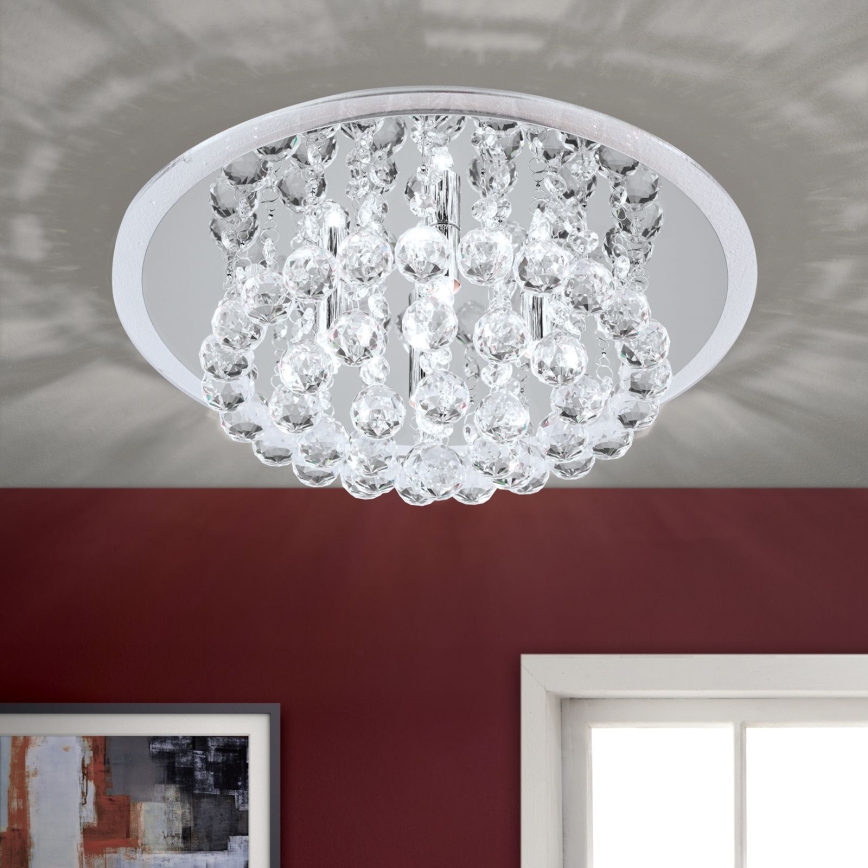 Kristall-Deckenleuchte GLORIA 4xG9/40W/230V d 38 cm klar/glänzendes Chrom