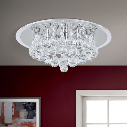 Kristall-Deckenleuchte GLORIA 4xG9/40W/230V d 38 cm klar/glänzendes Chrom