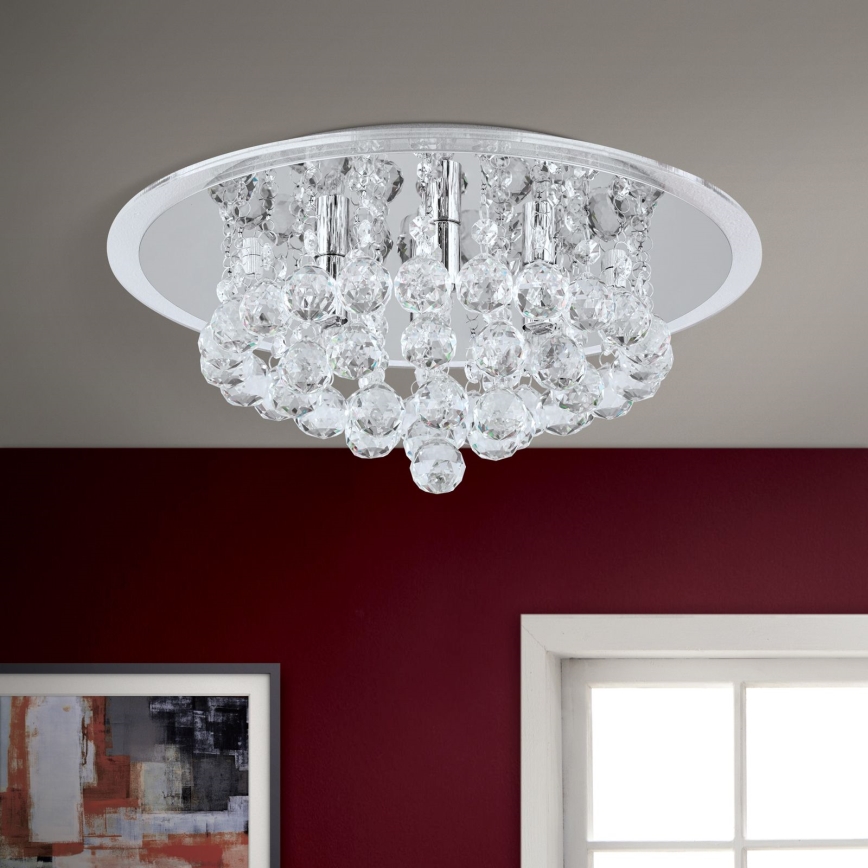 Kristall-Deckenleuchte GLORIA 4xG9/40W/230V d 38 cm klar/glänzendes Chrom