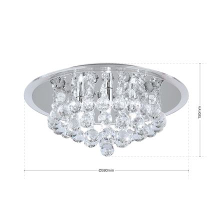 Kristall-Deckenleuchte GLORIA 4xG9/40W/230V d 38 cm klar/glänzendes Chrom