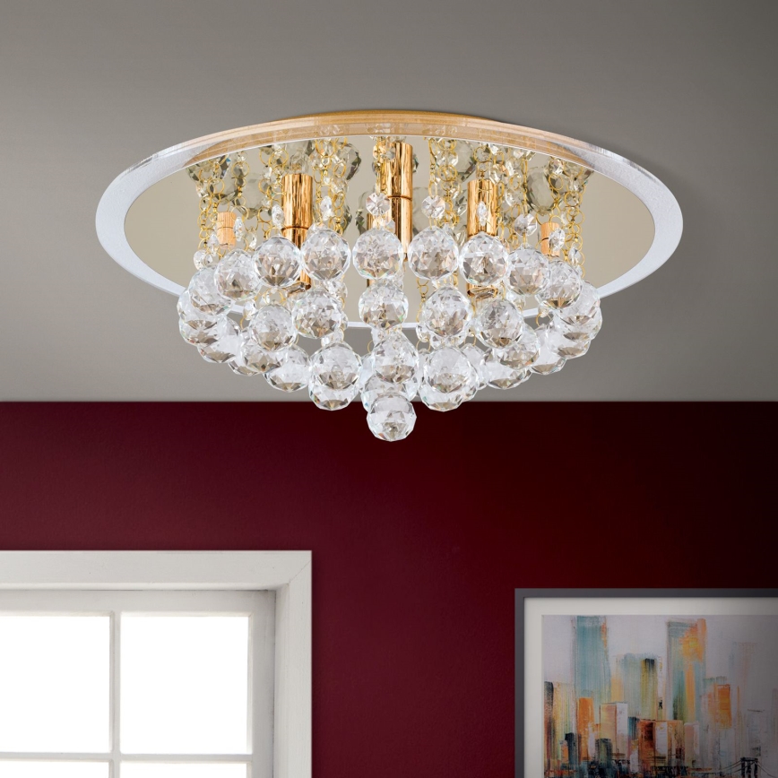 Kristall-Deckenleuchte GLORIA 4xG9/40W/230V d 38 cm golden