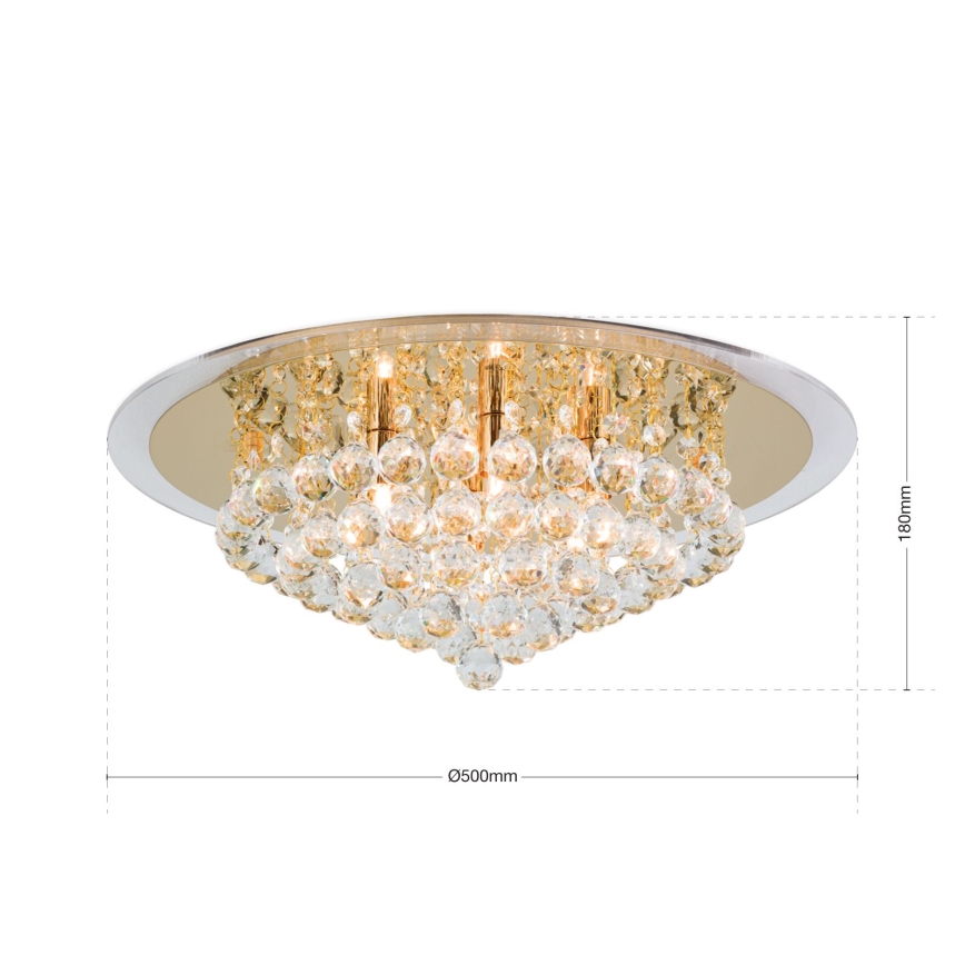 Kristall-Deckenleuchte GLORIA 6xG9/40W/230V d 50 cm golden